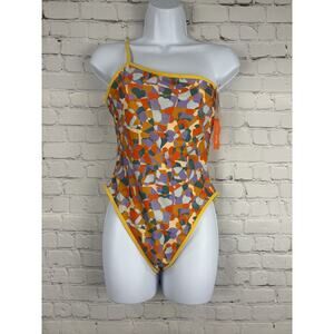 OOKIOH one shoulder Newport one piece swimsuit NWT sz Medium Orange Cheeky